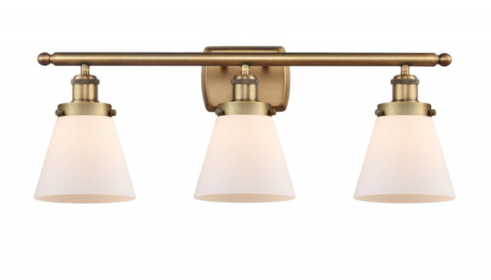 Cone - 3 Light - 26 inch - Brushed Brass - Bath Vanity Light