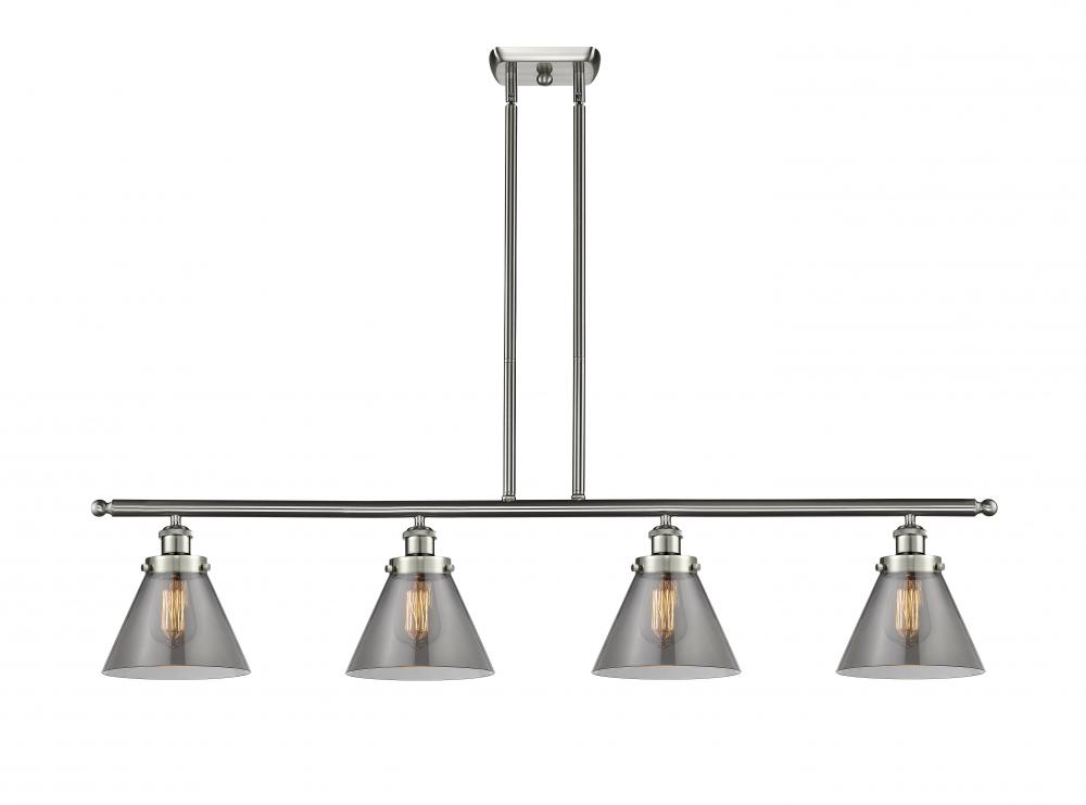 Cone - 4 Light - 48 inch - Brushed Satin Nickel - Stem Hung - Island Light