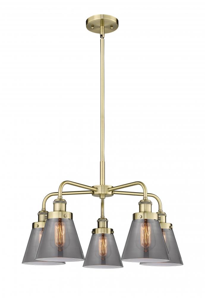 Cone - 5 Light - 25 inch - Antique Brass - Chandelier