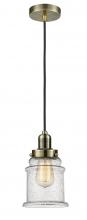 Innovations Lighting 100AB-10BK-0H-AB-G184 - Whitney - 1 Light - 8 inch - Antique Brass - Cord hung - Mini Pendant