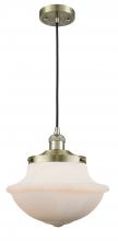  201C-AB-G541 - Oxford - 1 Light - 12 inch - Antique Brass - Cord hung - Mini Pendant