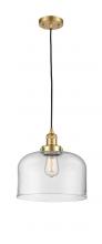  201C-SG-G72-L - Bell - 1 Light - 12 inch - Satin Gold - Cord hung - Mini Pendant