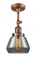 Innovations Lighting 201F-AC-G173-LED - Fulton - 1 Light - 7 inch - Antique Copper - Semi-Flush Mount