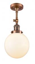 Innovations Lighting 201F-AC-G201-8-LED - Beacon - 1 Light - 8 inch - Antique Copper - Semi-Flush Mount