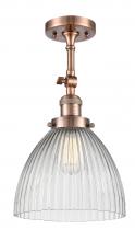 Innovations Lighting 201F-AC-G222-LED - Seneca Falls - 1 Light - 10 inch - Antique Copper - Semi-Flush Mount