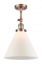 Innovations Lighting 201F-AC-G41-L-LED - Cone - 1 Light - 12 inch - Antique Copper - Semi-Flush Mount