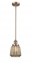 Innovations Lighting 201S-AC-G146 - Chatham - 1 Light - 7 inch - Antique Copper - Stem Hung - Mini Pendant