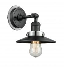 Innovations Lighting 203BK-BPPC-HRPC-M6-BK - Railroad - 1 Light - 8 inch - Matte Black - Sconce