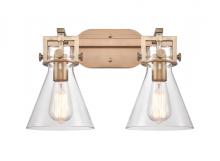  411-2W-BB-7CL - Newton Cone - 2 Light - 17 inch - Brushed Brass - Bath Vanity Light