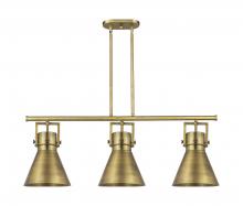 Innovations Lighting 411-3I-BB-M411-10BB - Newton Cone - 3 Light - 42 inch - Brushed Brass - Island Light