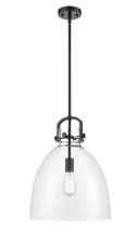  412-1S-BK-14CL-LED - Newton Bell - 1 Light - 14 inch - Matte Black - Cord hung - Pendant