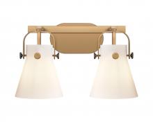  423-2W-BB-G411-6WH - Pilaster II Cone - 2 Light - 17 inch - Brushed Brass - Bath Vanity Light