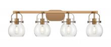  423-4W-BB-G410-6CL - Pilaster II Sphere - 4 Light - 37 inch - Brushed Brass - Bath Vanity Light