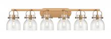 Innovations Lighting 423-6W-BB-G412-6CL - Pilaster II Bell - 6 Light - 46 inch - Brushed Brass - Bath Vanity Light