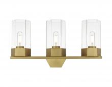  427-3W-BB-G427-9CL - Claverack - 3 Light - 22 inch - Brushed Brass - Bath Vanity Light