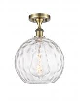 Innovations Lighting 516-1C-AB-G1215-10-LED - Athens Water Glass - 1 Light - 10 inch - Antique Brass - Semi-Flush Mount