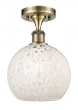 Innovations Lighting 516-1C-AB-G1216-8WM - White Mouchette - 1 Light - 8 inch - Antique Brass - Semi-Flush Mount