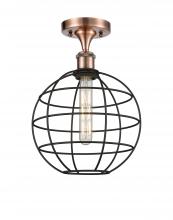 Innovations Lighting 516-1C-AC-CE-10-BK - Lake Placid - 1 Light - 10 inch - Antique Copper - Semi-Flush Mount