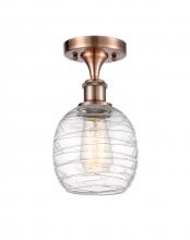 Innovations Lighting 516-1C-AC-G1013-LED - Belfast - 1 Light - 6 inch - Antique Copper - Semi-Flush Mount