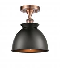 Innovations Lighting 516-1C-AC-M14-BK-LED - Adirondack - 1 Light - 8 inch - Antique Copper - Semi-Flush Mount