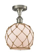 Innovations Lighting 516-1C-SN-G121-8RB-LED - Farmhouse Rope - 1 Light - 8 inch - Brushed Satin Nickel - Semi-Flush Mount