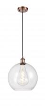 Innovations Lighting 516-1P-AC-G122-12-LED - Athens - 1 Light - 12 inch - Antique Copper - Cord hung - Mini Pendant