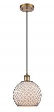 Innovations Lighting 516-1P-BB-G121-8CBK-LED - Farmhouse Chicken Wire - 1 Light - 8 inch - Brushed Brass - Cord hung - Mini Pendant