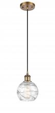 Innovations Lighting 516-1P-BB-G1213-6-LED - Athens Deco Swirl - 1 Light - 6 inch - Brushed Brass - Cord hung - Mini Pendant