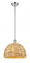 Innovations Lighting 516-1S-PC-RBD-12-NAT - Woven Rattan - 1 Light - 12 inch - Polished Chrome - Mini Pendant