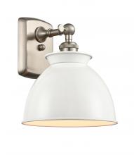 Innovations Lighting 516-1W-SN-M14-W-LED - Adirondack - 1 Light - 8 inch - Brushed Satin Nickel - Sconce