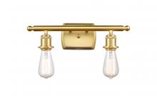 Innovations Lighting 516-2W-SG-LED - Bare Bulb - 2 Light - 16 inch - Satin Gold - Bath Vanity Light