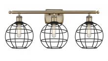 Innovations Lighting 516-3W-AB-CE-8-BK - Lake Placid - 3 Light - 28 inch - Antique Brass - Bath Vanity Light