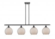  516-4I-BK-G121-8CBK-LED - Farmhouse Chicken Wire - 4 Light - 48 inch - Matte Black - Cord hung - Island Light