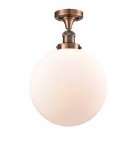 Innovations Lighting 517-1CH-AC-G201-12-LED - Beacon - 1 Light - 12 inch - Antique Copper - Semi-Flush Mount