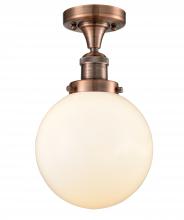 Innovations Lighting 517-1CH-AC-G201-8-LED - Beacon - 1 Light - 8 inch - Antique Copper - Semi-Flush Mount