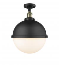 Innovations Lighting 517-1CH-BAB-HFS-121-BK-LED - Hampden - 1 Light - 13 inch - Black Antique Brass - Semi-Flush Mount