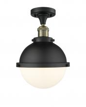 Innovations Lighting 517-1CH-BAB-HFS-81-BK-LED - Hampden - 1 Light - 9 inch - Black Antique Brass - Semi-Flush Mount