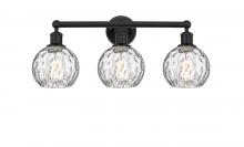  616-3W-BK-G1215-6 - Athens Water Glass - 3 Light - 24 inch - Matte Black - Bath Vanity Light