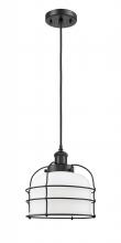  916-1P-BK-G71-CE - Bell Cage - 1 Light - 8 inch - Matte Black - Cord hung - Mini Pendant