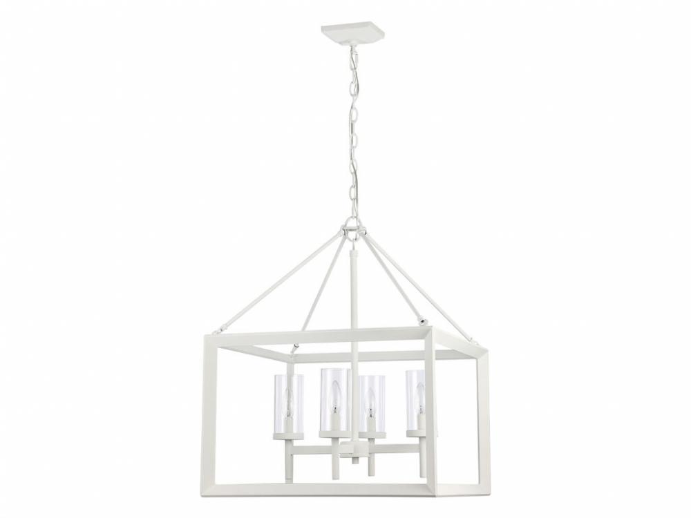 Smyth 4-Light Chandelier in Natural White with Clear Glass