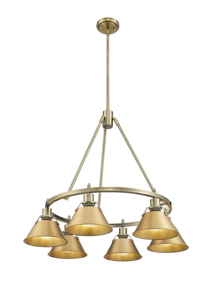 Orwell 6-Light Chandelier in Aged Brass with Brushed Champagne Bronze