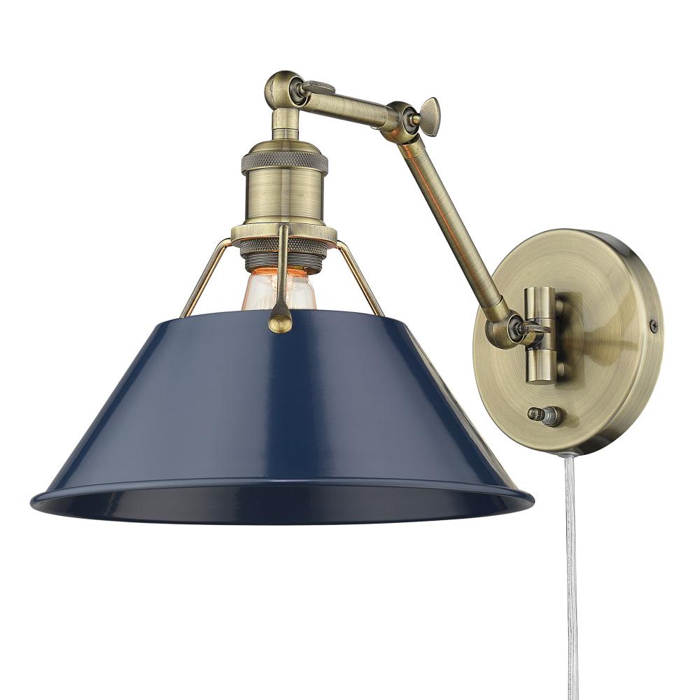 Orwell Articulating Wall Sconce in Aged Brass with Matte Navy