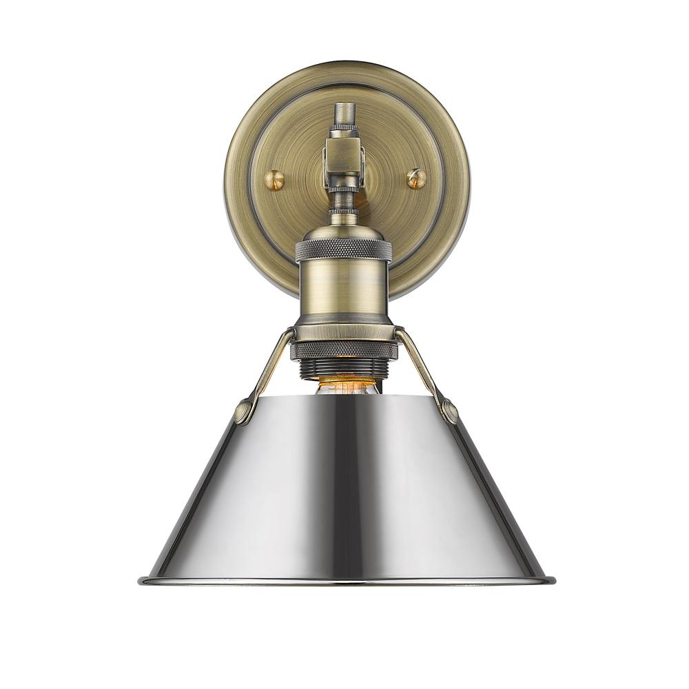 Orwell 1-Light Bath Vanity in Aged Brass with Chrome