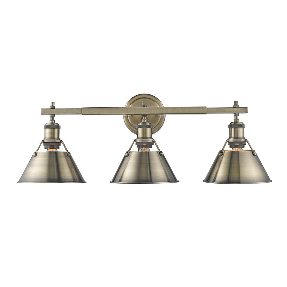 Orwell AB 3 Light Bath Vanity in Aged Brass with Aged Brass shades