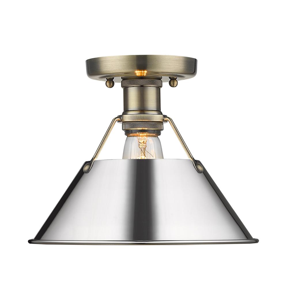 Orwell 1-Light Flush Mount in Aged Brass with Chrome