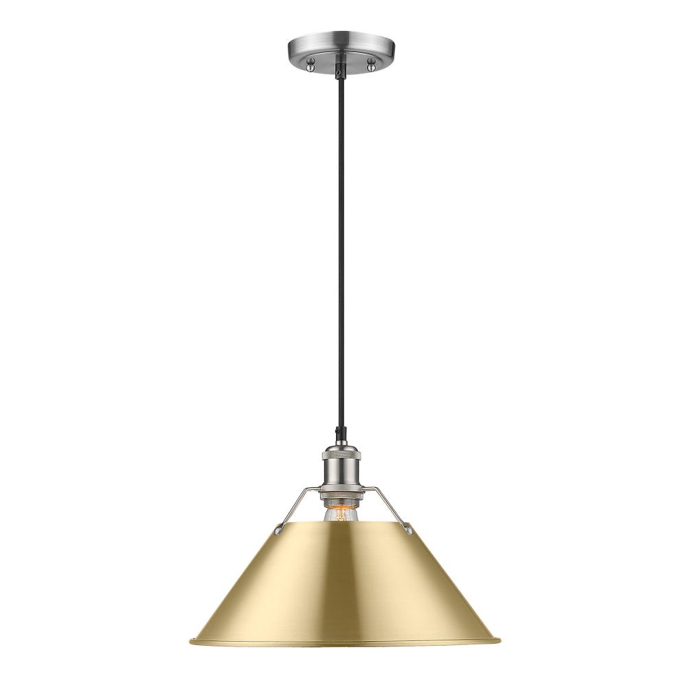 Orwell PW Large Pendant - 14" in Pewter with Brushed Champagne Bronze shade