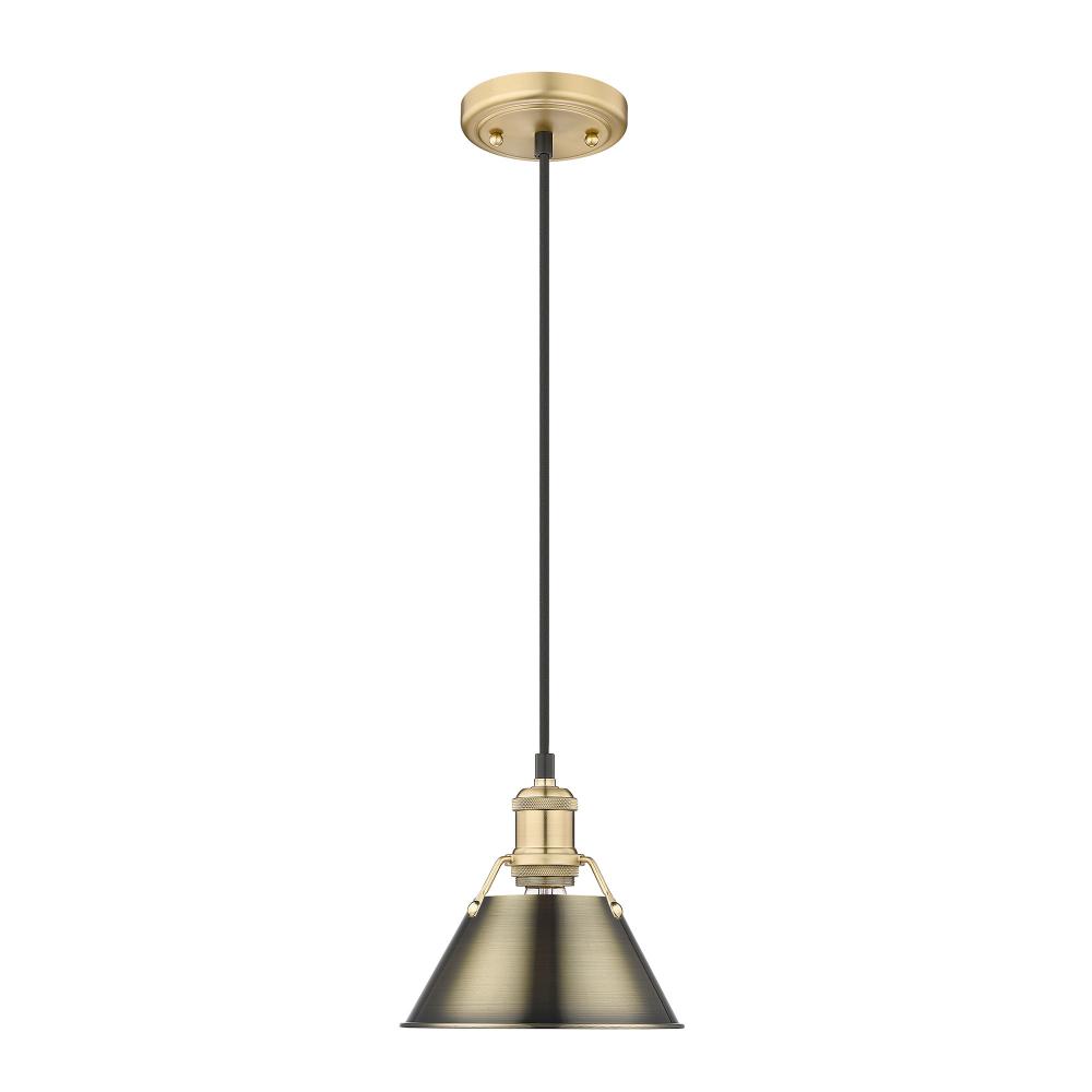 Orwell 7.5" Wide Small Pendant in Brushed Champagne Bronze with Aged Brass