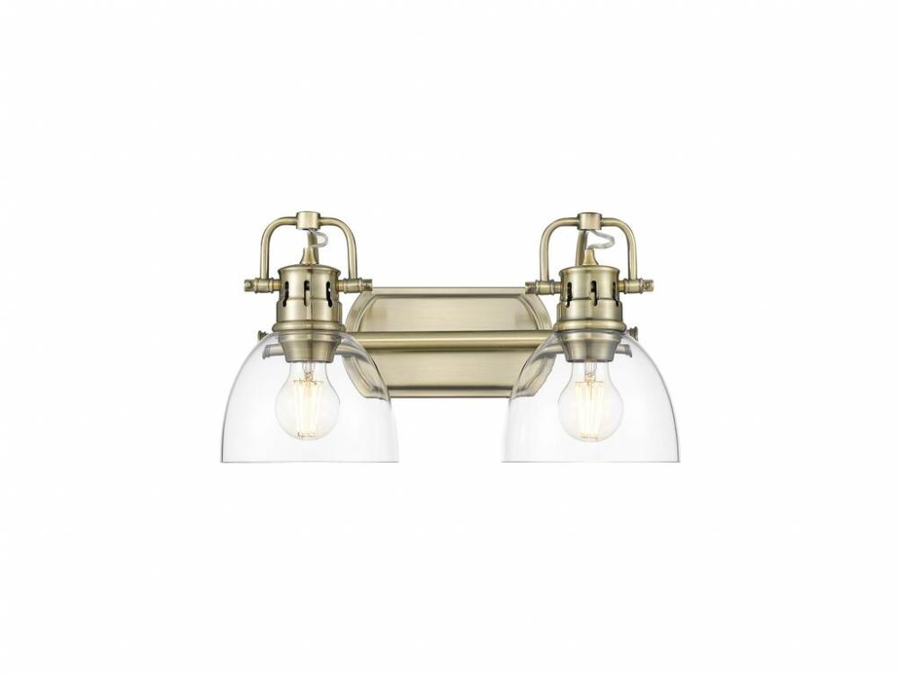 Duncan 2-Light Bath Vanity in Aged Brass with Clear Glass