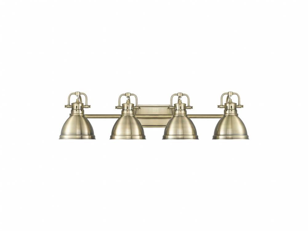 Duncan 4-Light Bath Vanity in Aged Brass with Aged Brass