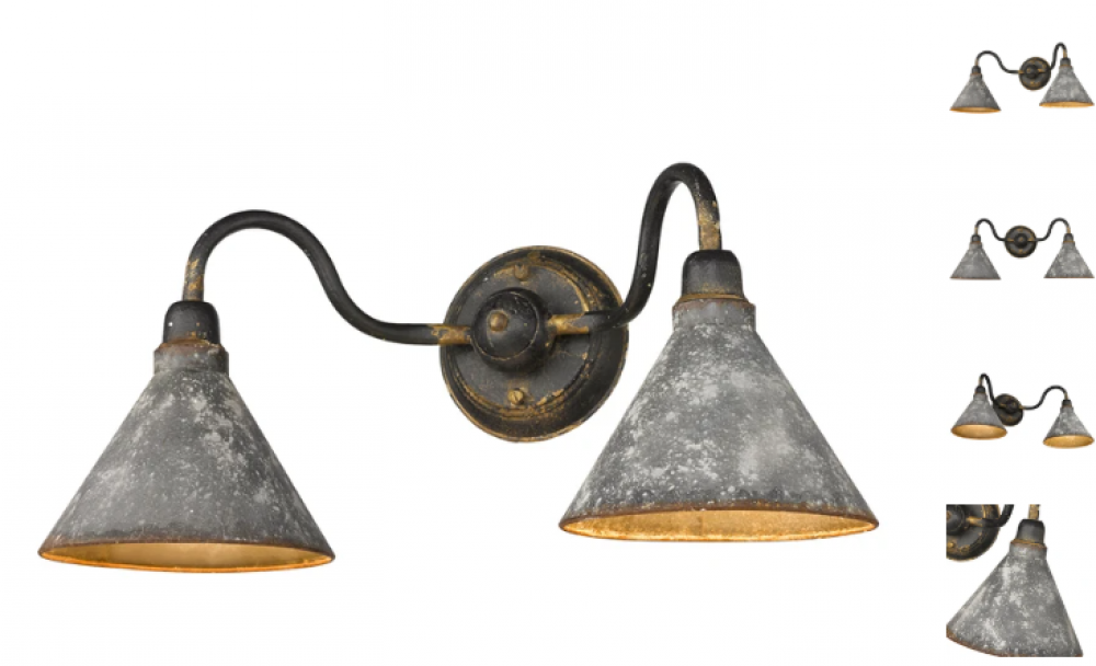 Jasper 2-Light Bath Fixture in Antique Black Iron